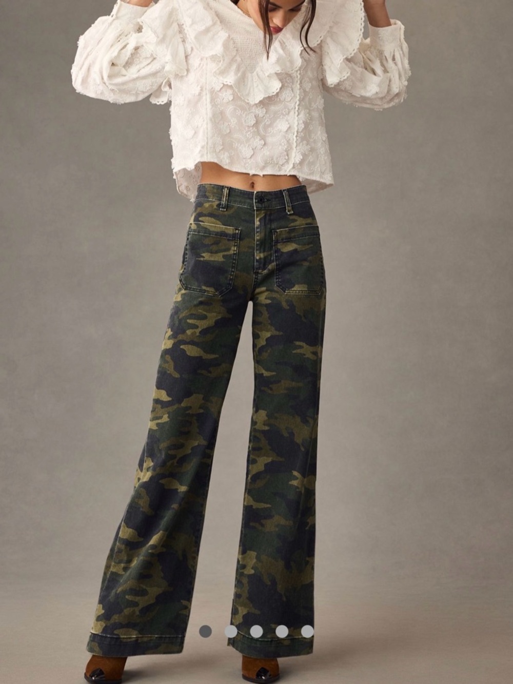 NWT ASKK NY Sailor Camo Pants Size 32 Anthropologie Wide Leg High Rise